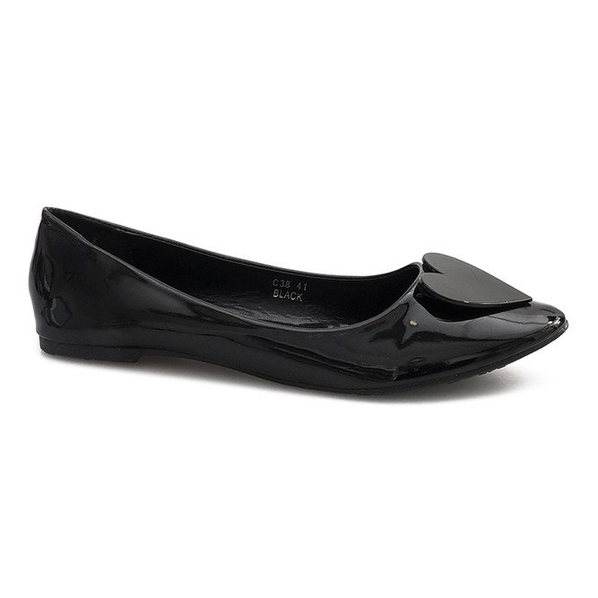Ballerine Laccate Con Cuore C38 Nero
