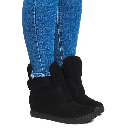 Sneakers Con Zeppa Con Velcro 1703 Nere nero