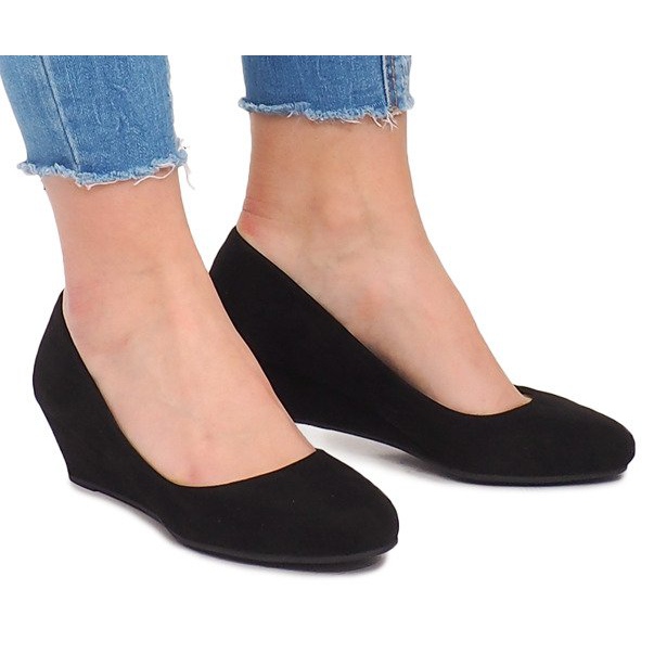 Décolleté con zeppa in pelle scamosciata MB188-48 Nere nero