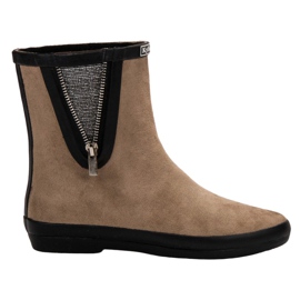 Kylie Galosce scamosciate con cerniera decorativa beige