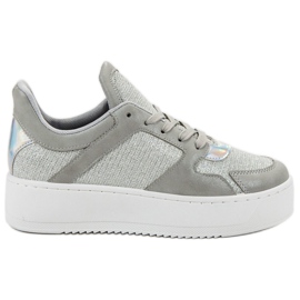 Ideal Shoes Sneakers Con Glitter grigio