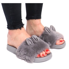 Pantofole Con Pelliccia HN53-9 Grigie grigio