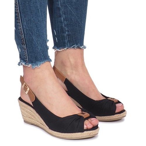 Sandali neri con zeppa Zoe espadrillas nero