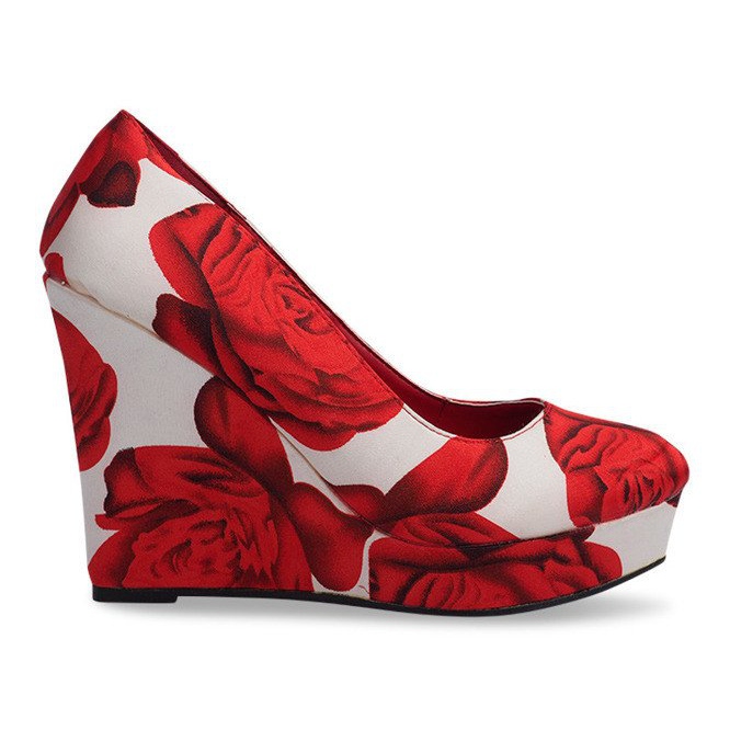 Décolleté laccate con zeppa 2011-40 rosse bianca rosso