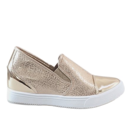 Sneakers dorate sulla zeppa DD437-8 d'oro