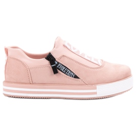 SHELOVET Adoro le scarpe sportive in pelle scamosciata rosa