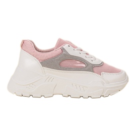 SHELOVET Scarpe da ginnastica alla moda bianca rosa