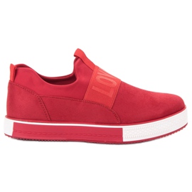 SHELOVET Scarpe Slip-On in pelle scamosciata rosso