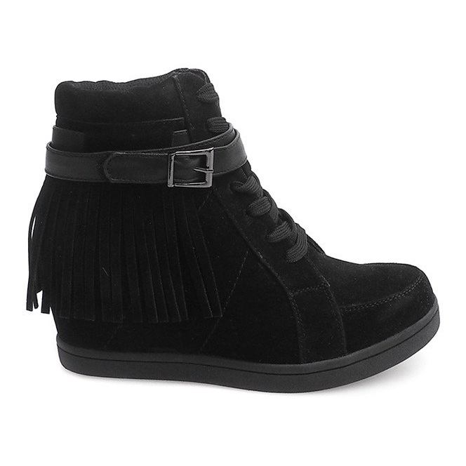 Sneakers in pelle scamosciata Boho Fringe 2030 Nero