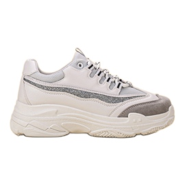 SHELOVET Sneakers Con Glitter bianco grigio