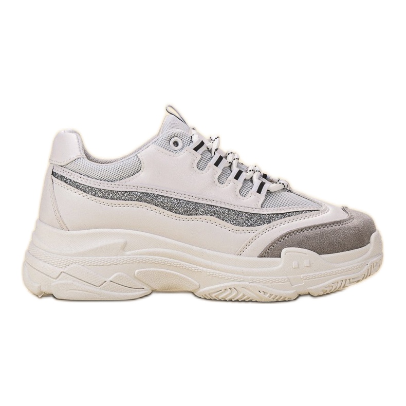 SHELOVET Sneakers Con Glitter bianca grigio