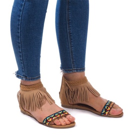 Sandali Boho 3-2 in pelle scamosciata cammello beige