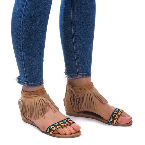 Sandali Boho 3-2 in pelle scamosciata cammello beige