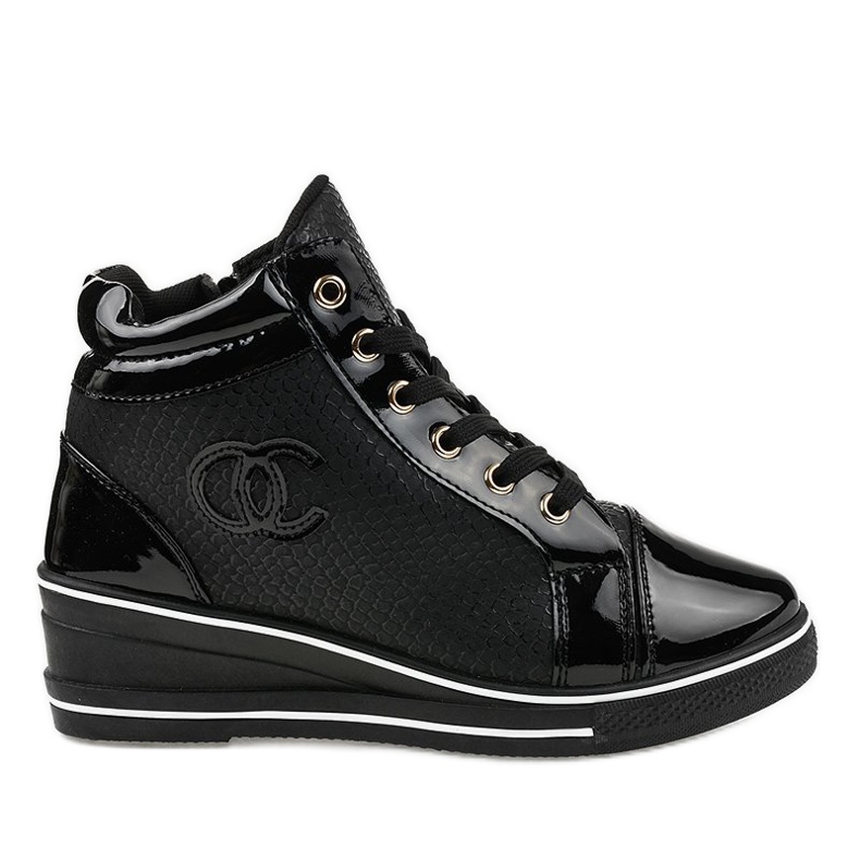 Sneakers nere alla moda sulla zeppa R15-2 nero