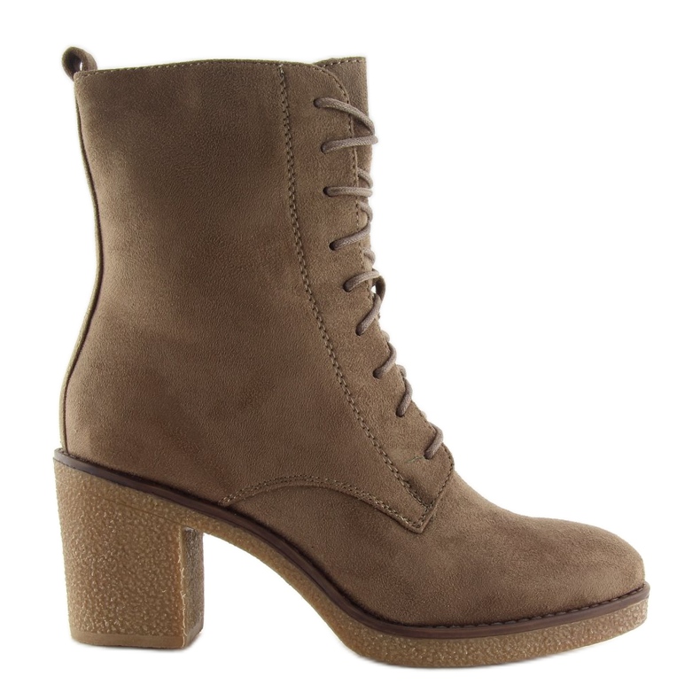 Marrone 3638 Khaki stringate con tacco alto