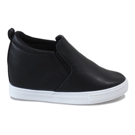 Sneakers nere sulla zeppa DD384-4 nero