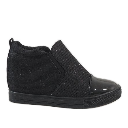 Sneakers nere sulla zeppa DD410-1 nero