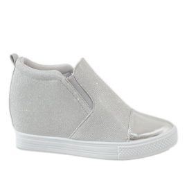 Sneakers argento sulla zeppa DD410-2 grigio