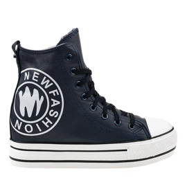 Sneakers con zeppa blu navy W09