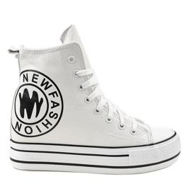 Sneakers bianche con zeppa W09 bianco