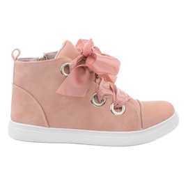 Stivaletti in camoscio con fiocchi TL0147 Rosa
