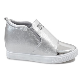 Sneakers traforate argento sulla zeppa DD392-2 grigio