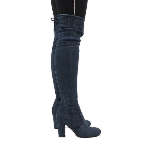 Stivali blu in denim effetto consumato BH71-HB