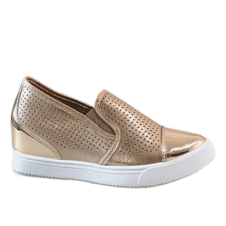 Sneakers con zeppa dorata DD439-82 d'oro