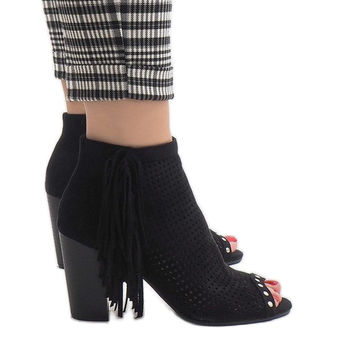 Stivali boho traforati neri AF-9 nero