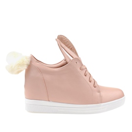 Sneakers rosa sui coniglietti con zeppa H6210-11