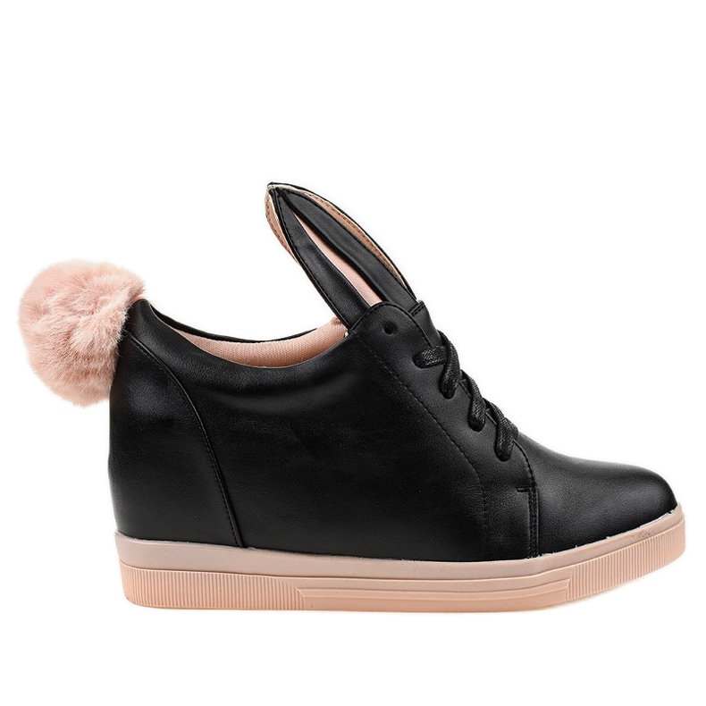 Sneakers nere sui coniglietti con zeppa H6210 nero