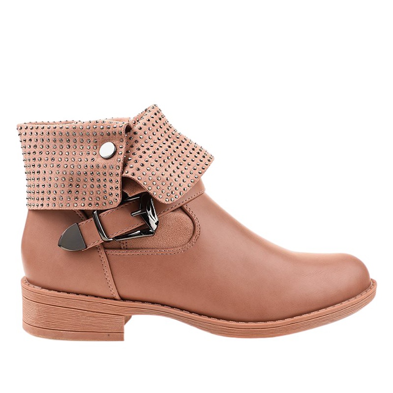 Stivali rosa con fibbia e borchie GG-43P