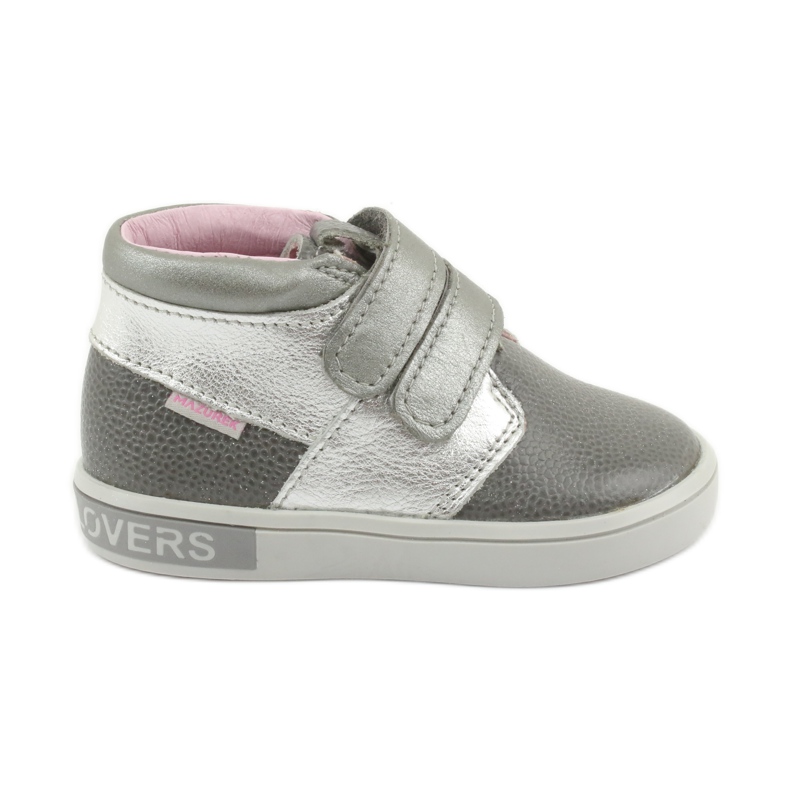 Scarpe in velcro in pelle Mazurek 1355 grigio/argento