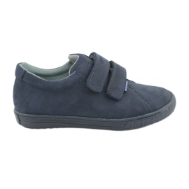 Scarpe per ragazzi in pelle Mazurek per velcro 268 blu navy