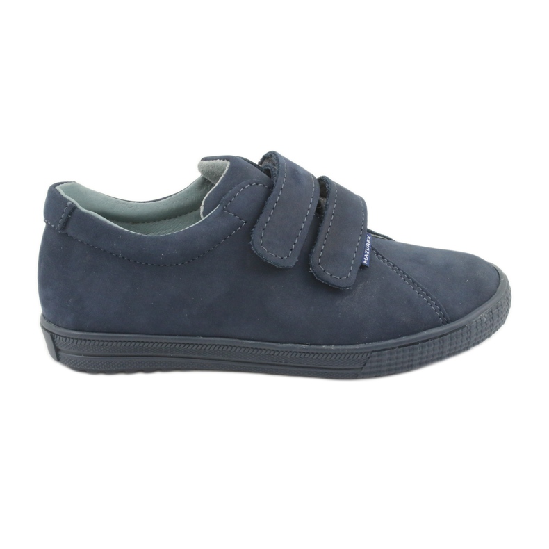 Scarpe per ragazzi in pelle Mazurek per velcro 268 blu navy