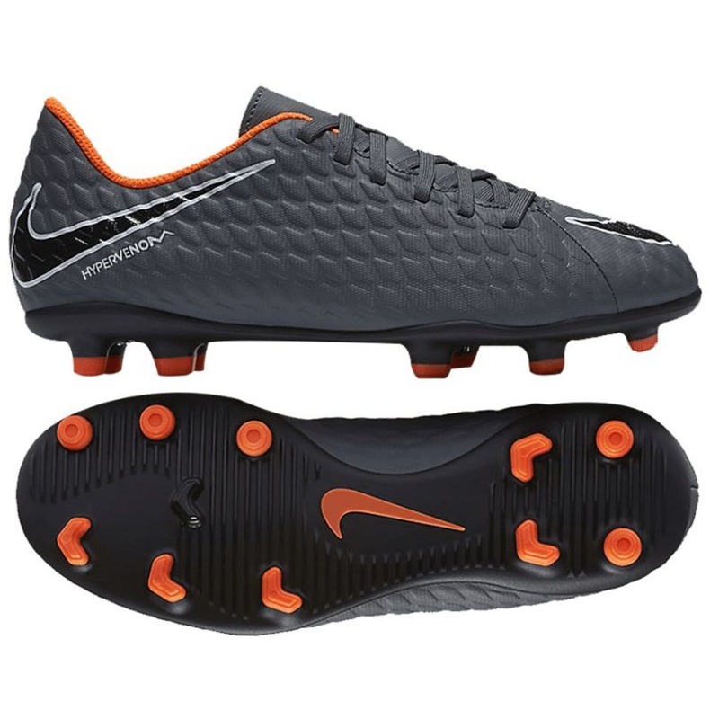 Grigio Nike Hypervenom Phantom Iii Club Fg Jr AH7290-081 scarpe da calcio multicolore
