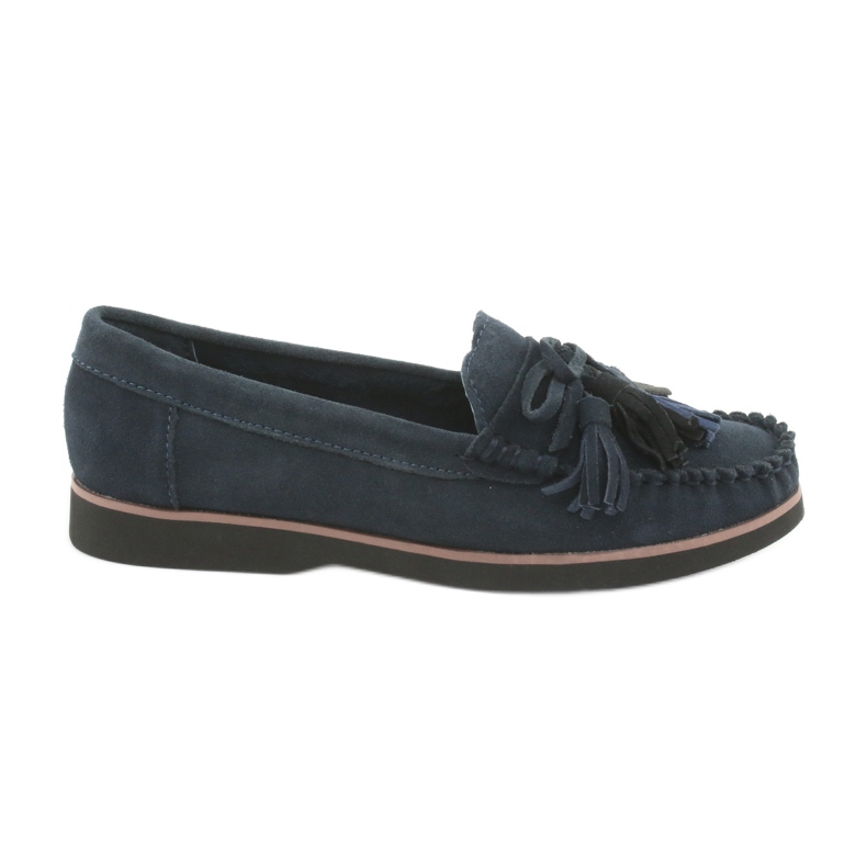 Filippo Mocassini In Pelle Con Frange blu navy
