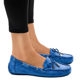 Mocassini blu ballerine con fiocco F03-3