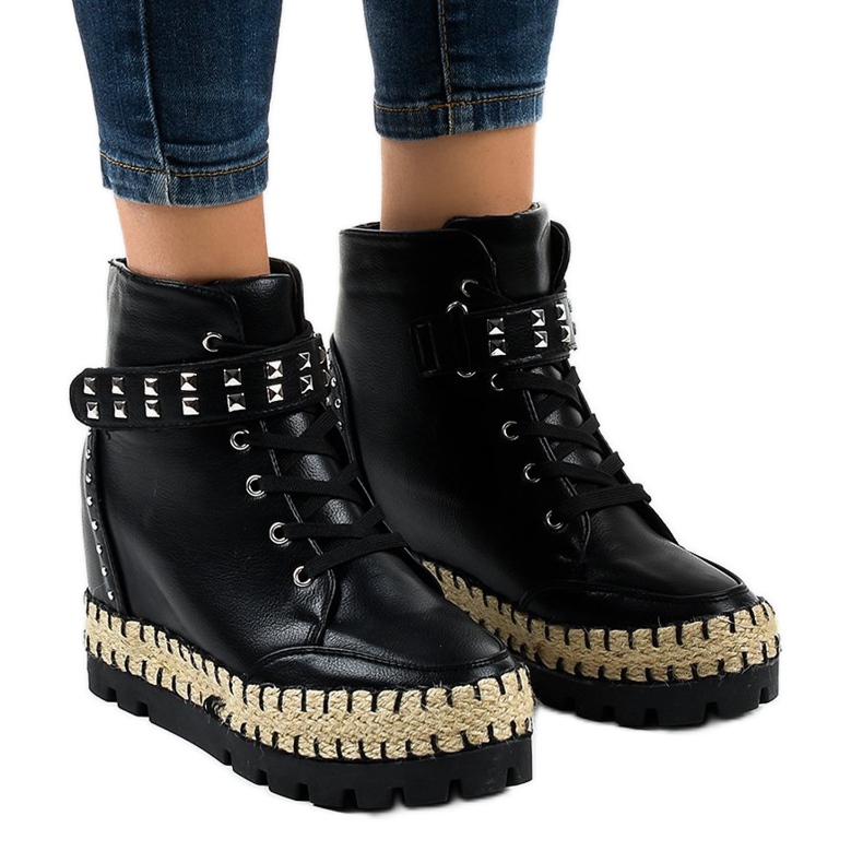 Stivaletti trapper da donna neri AJ-547 nero