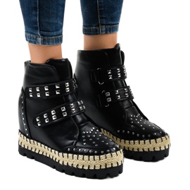 Stivaletti trapper donna neri AJ-546 nero