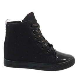 Sneakers nere sulla zeppa DD385-1 nero