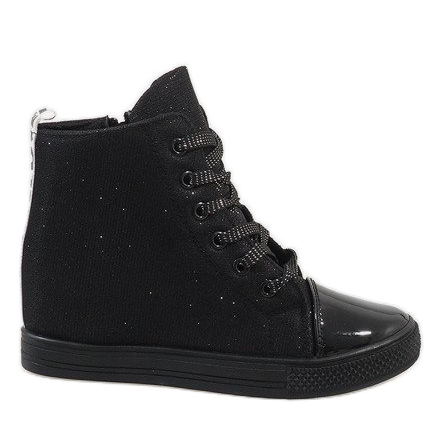 Sneakers nere sulla zeppa DD385-1 nero