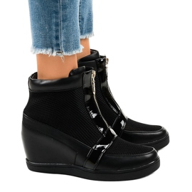Sneakers nere con zeppa con cerniera 2666-10 nero