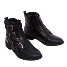 Stivali neri con fibbie, neri 688-57 neri nero