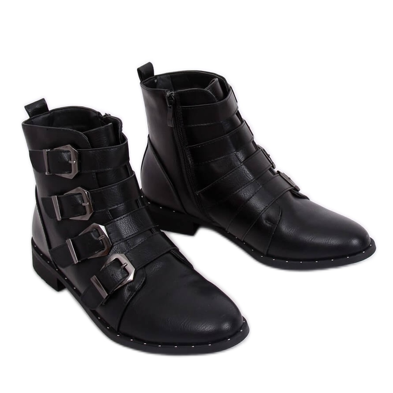 Stivali neri con fibbie, neri 688-57 neri nero