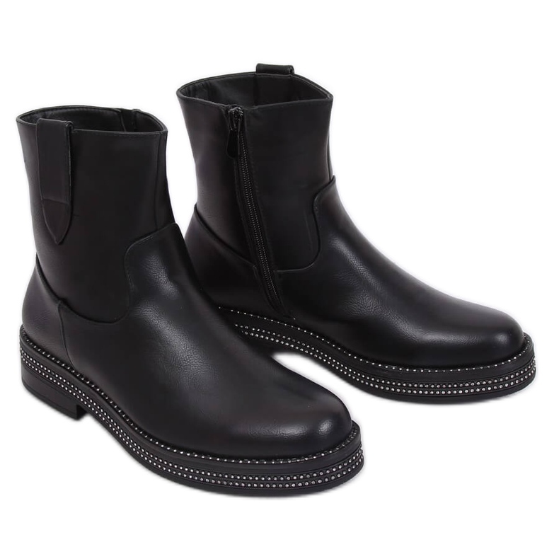 Stivali neri piatti da donna neri CH1812-1 Black nero