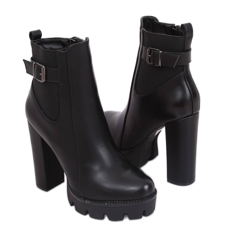 Stivali con plateau neri NS069P Nero