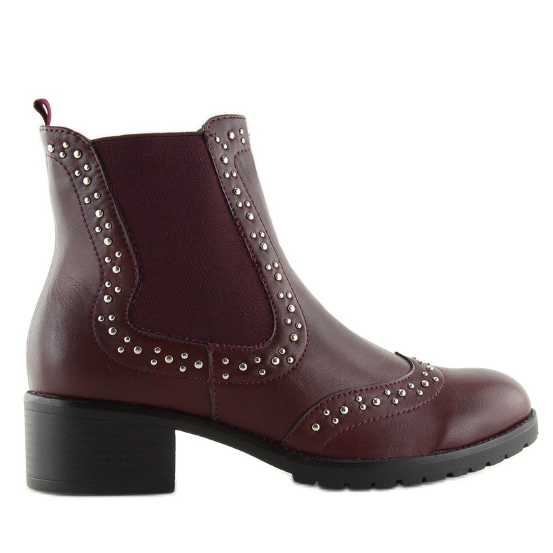 Stivali Jodhpur con borchie bordeaux FC-H63 Wine rosso