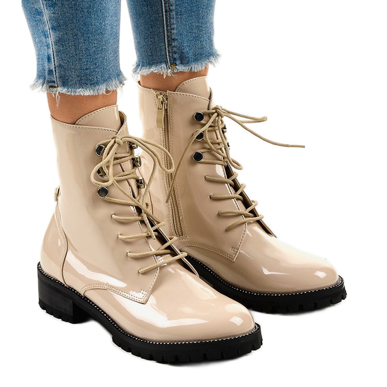 Stivali alti beige da donna XW37278
