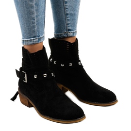Stivali slip-on traforati in camoscio nero LS-730